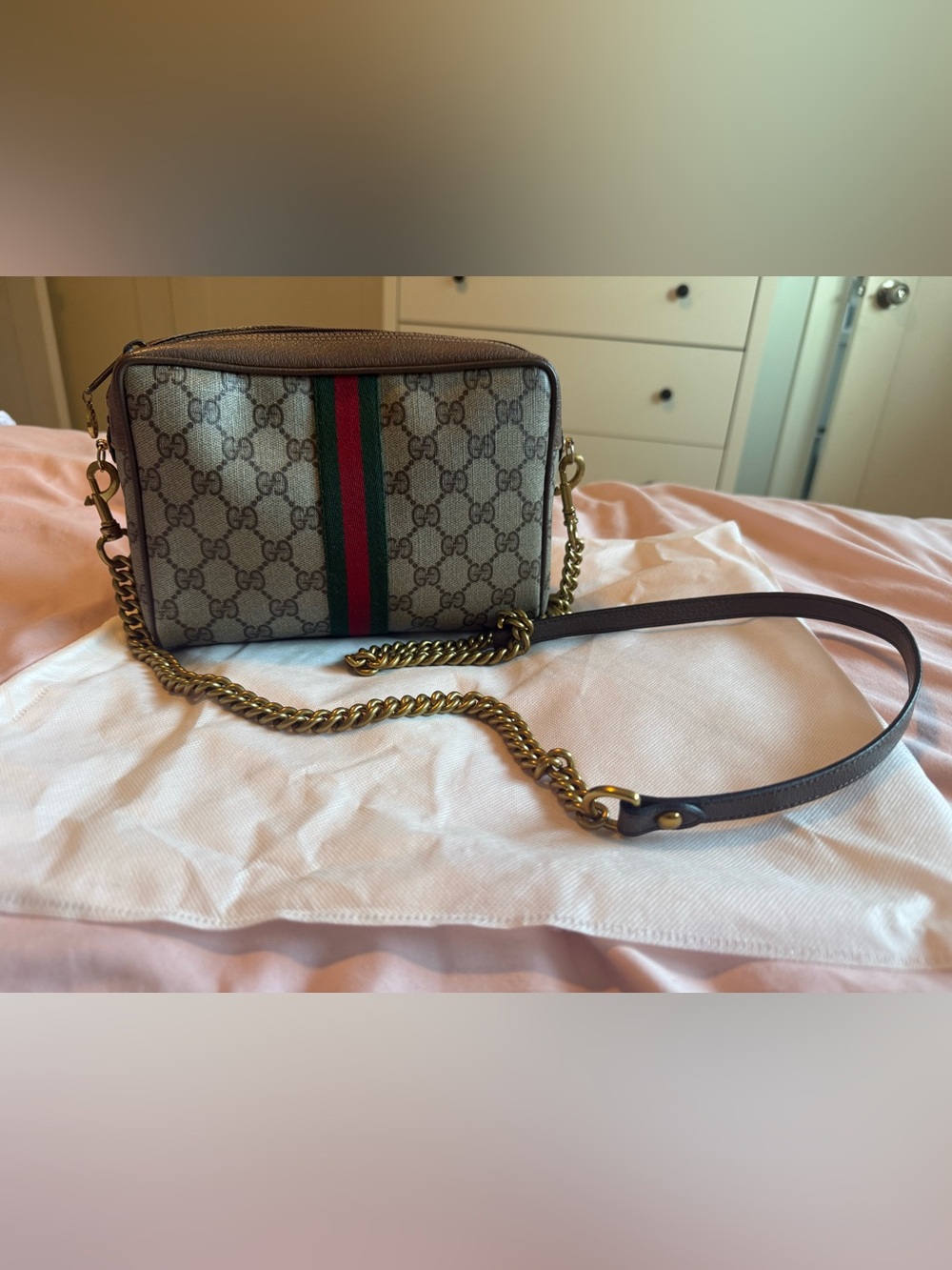 Vintage Gucci GG Supreme Web Stripe Crossbody Pouch | Excellent Condition